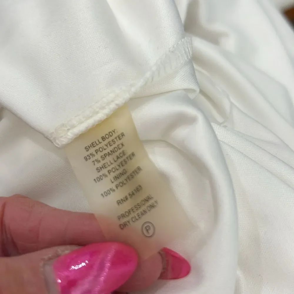Calvin Klein White & Black Sleeveless Dress Scoop Neck Lace Accent Sz 12 Stretch - Picture 10 of 11
